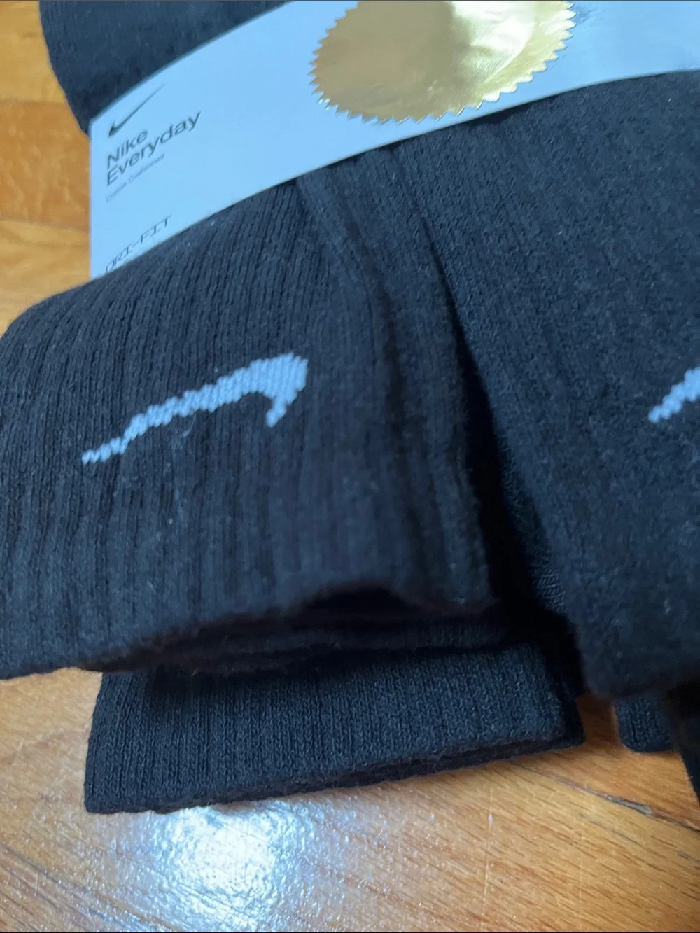 Nike Black Crew Athletic Socks with White Swoosh (6 Pack)